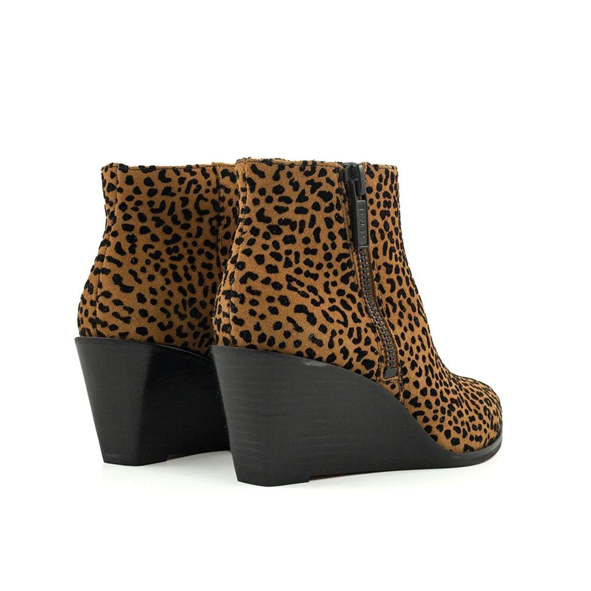 1. State Leopard Print Ankle Boots Fabric Brown Colour For Women