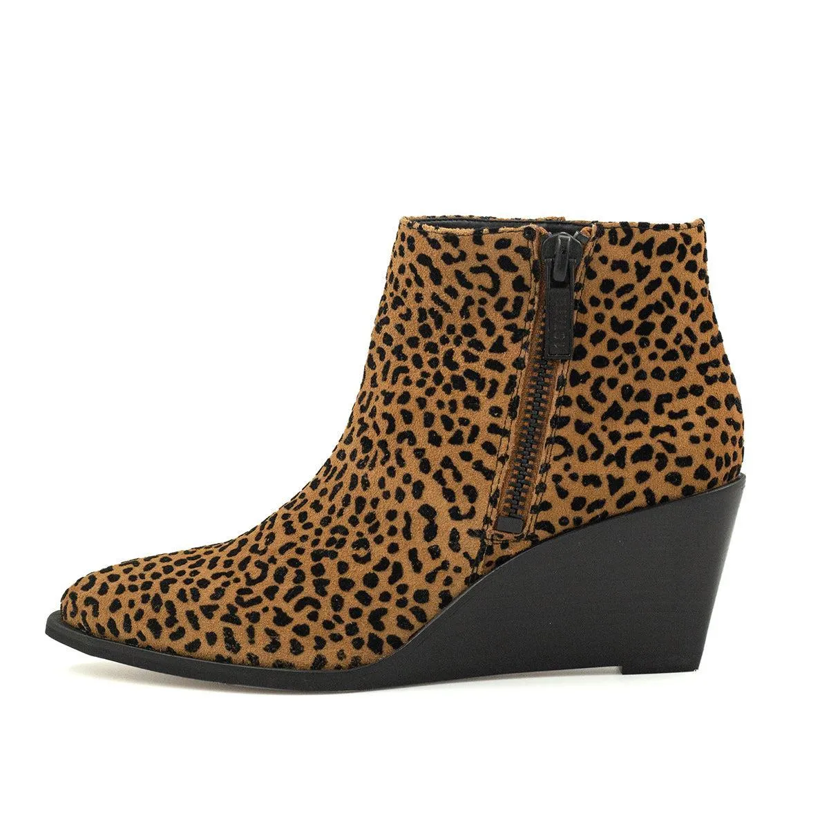 1. State Leopard Print Ankle Boots Fabric Brown Colour For Women