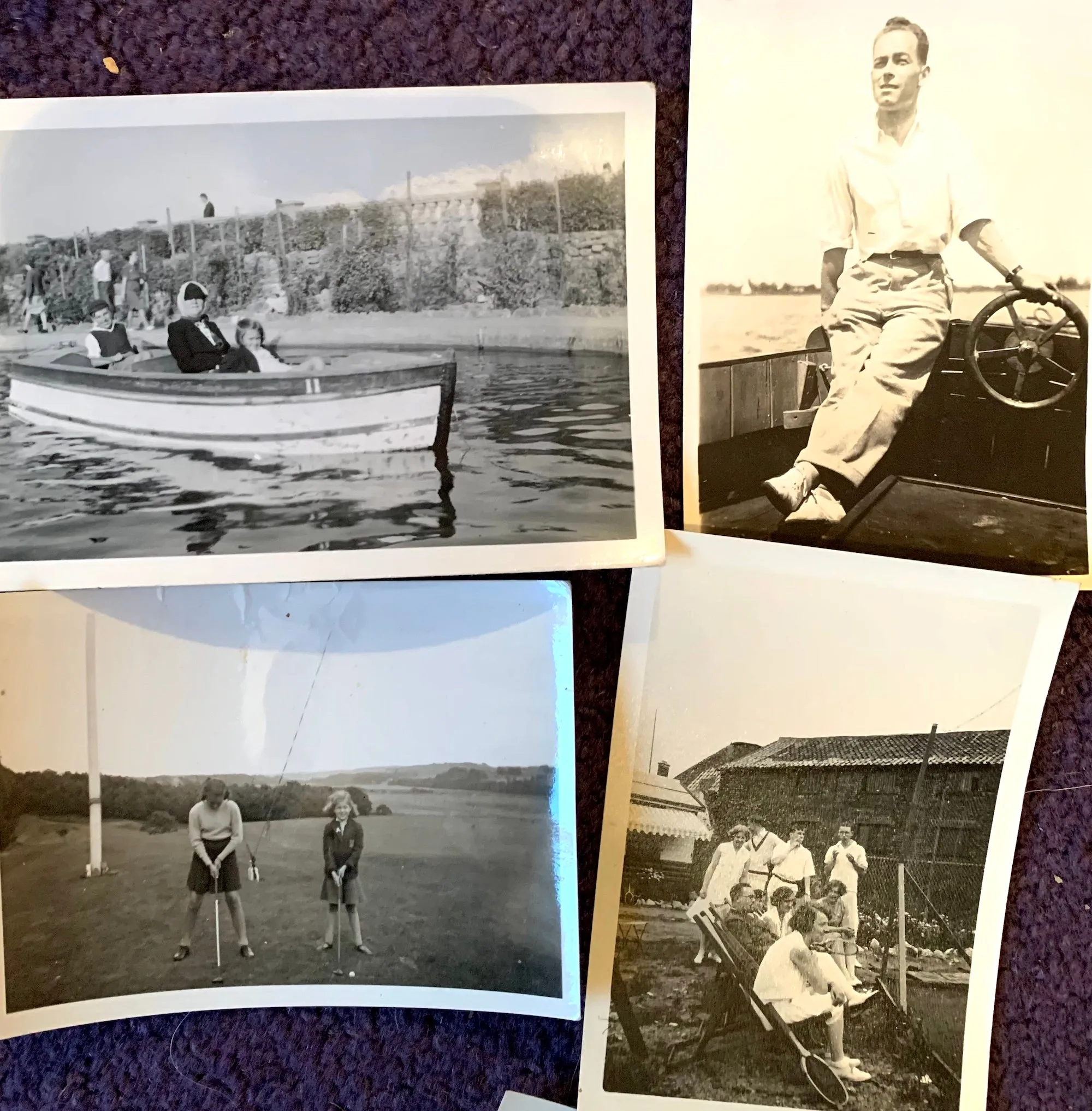 10 1930s/40s Photos of People on playing Tennis, golf, on Boats and Fishing (A49)