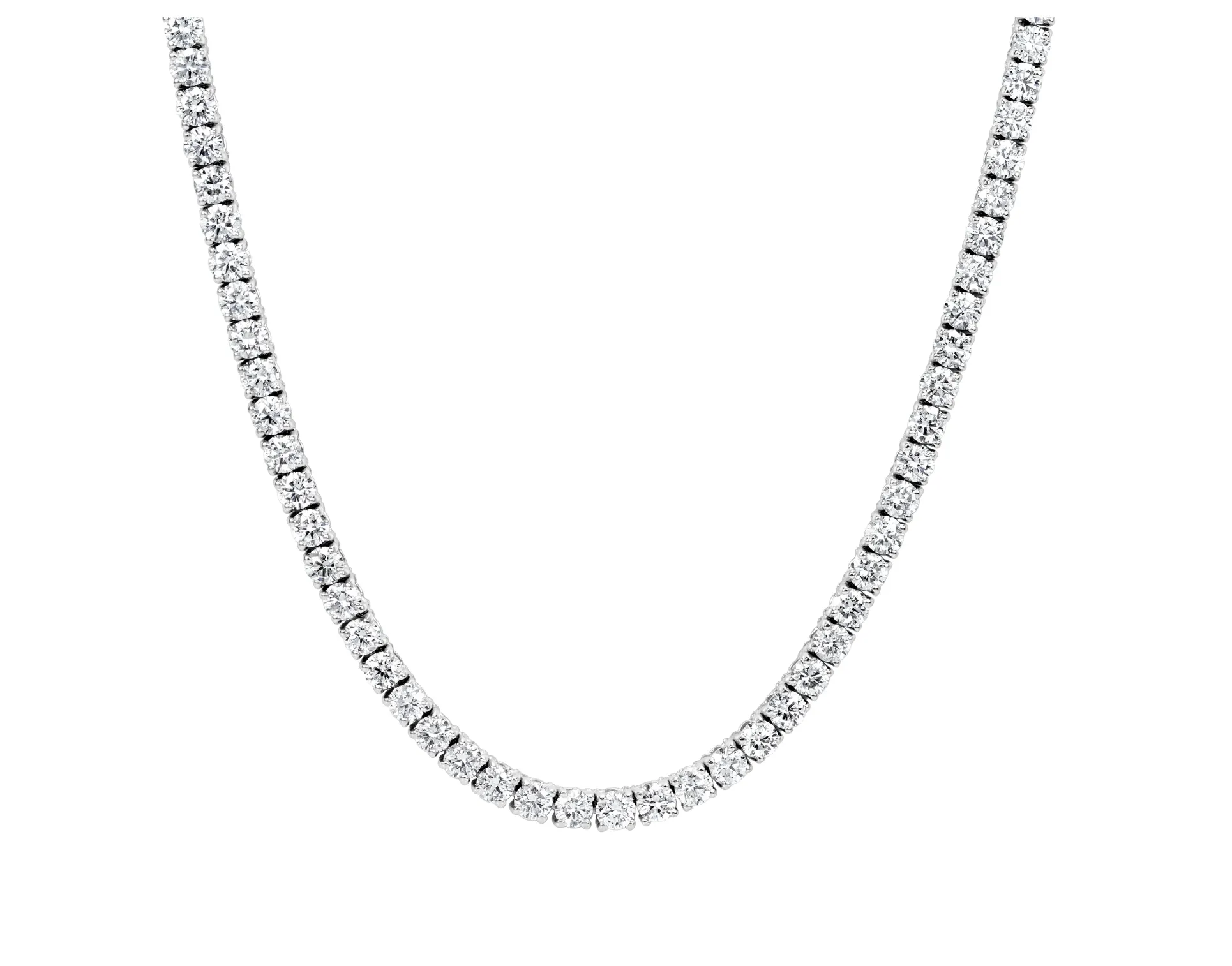 10.00 ct Round Brilliant Cut Lab Grown Diamond Tennis Necklace in 14k White Gold