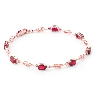 14K Solid Rose Gold Tennis Bracelet Ruby & Diamond Certified