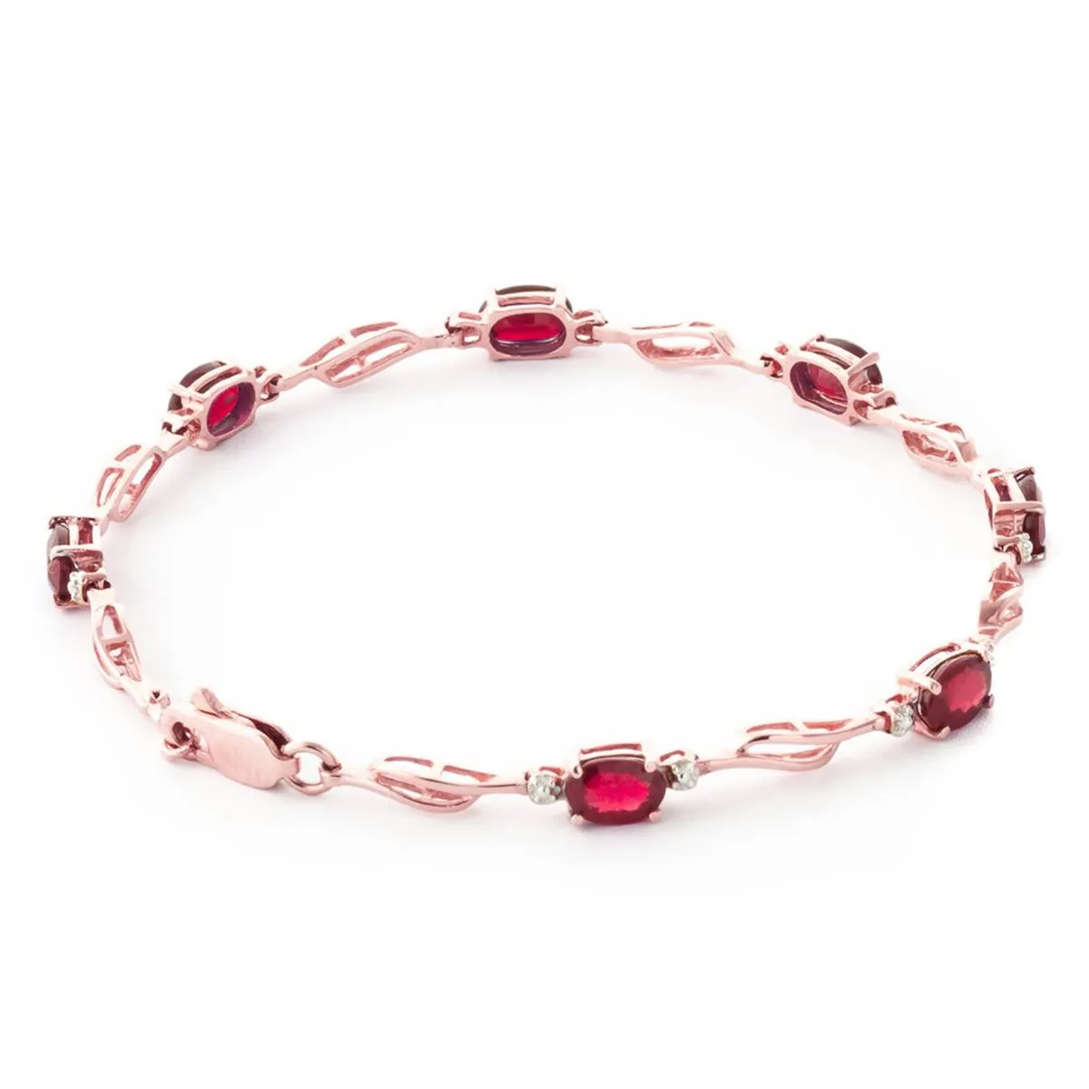 14K Solid Rose Gold Tennis Bracelet Ruby & Diamond Certified