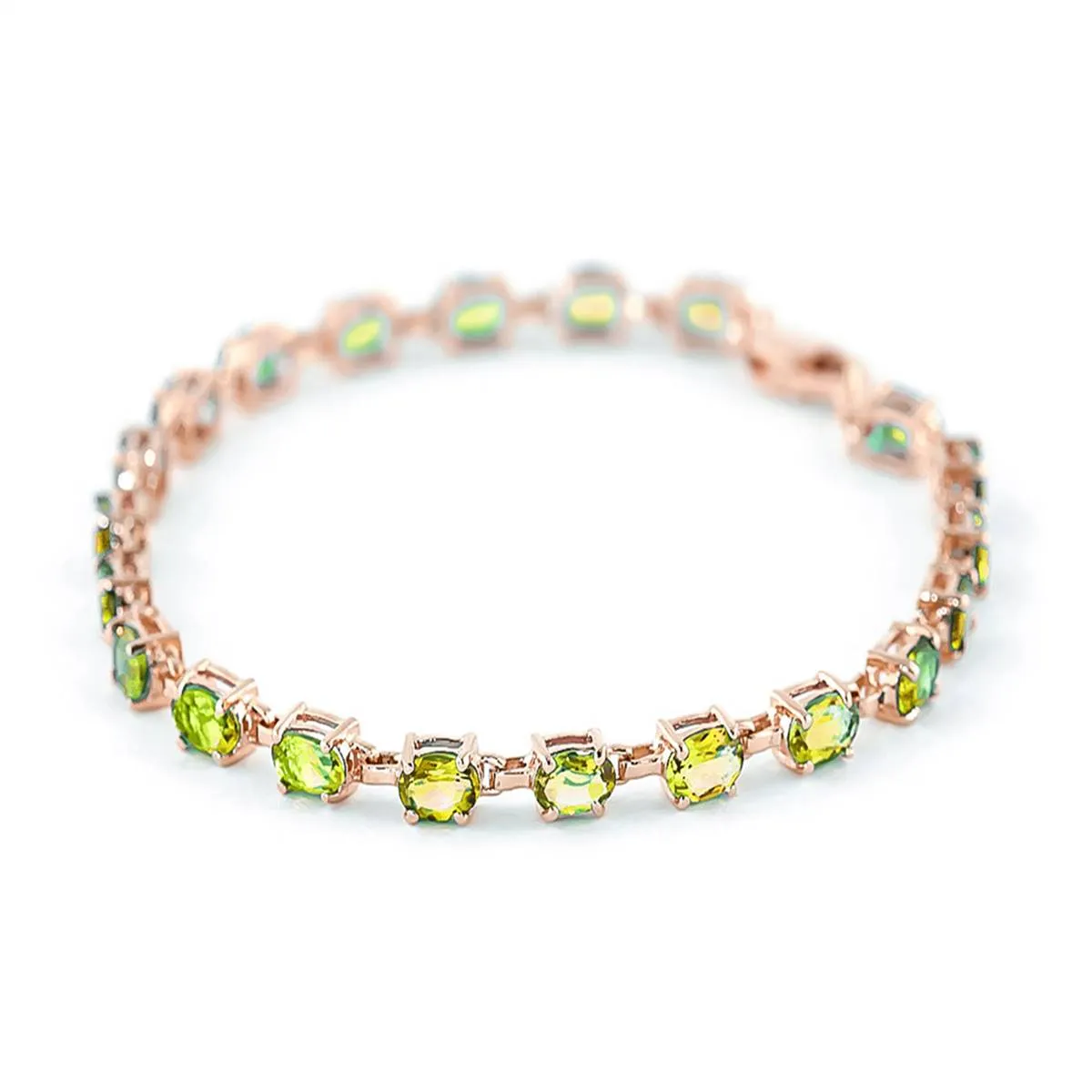 14K Solid Rose Gold Tennis Bracelet w/ Peridots