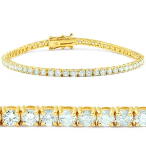 14K Yellow Gold Diamond 3mm Tennis Bracelet and Necklace