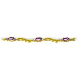 2.16 Carat 14K Solid Yellow Gold Tennis Bracelet Diamond Amethyst