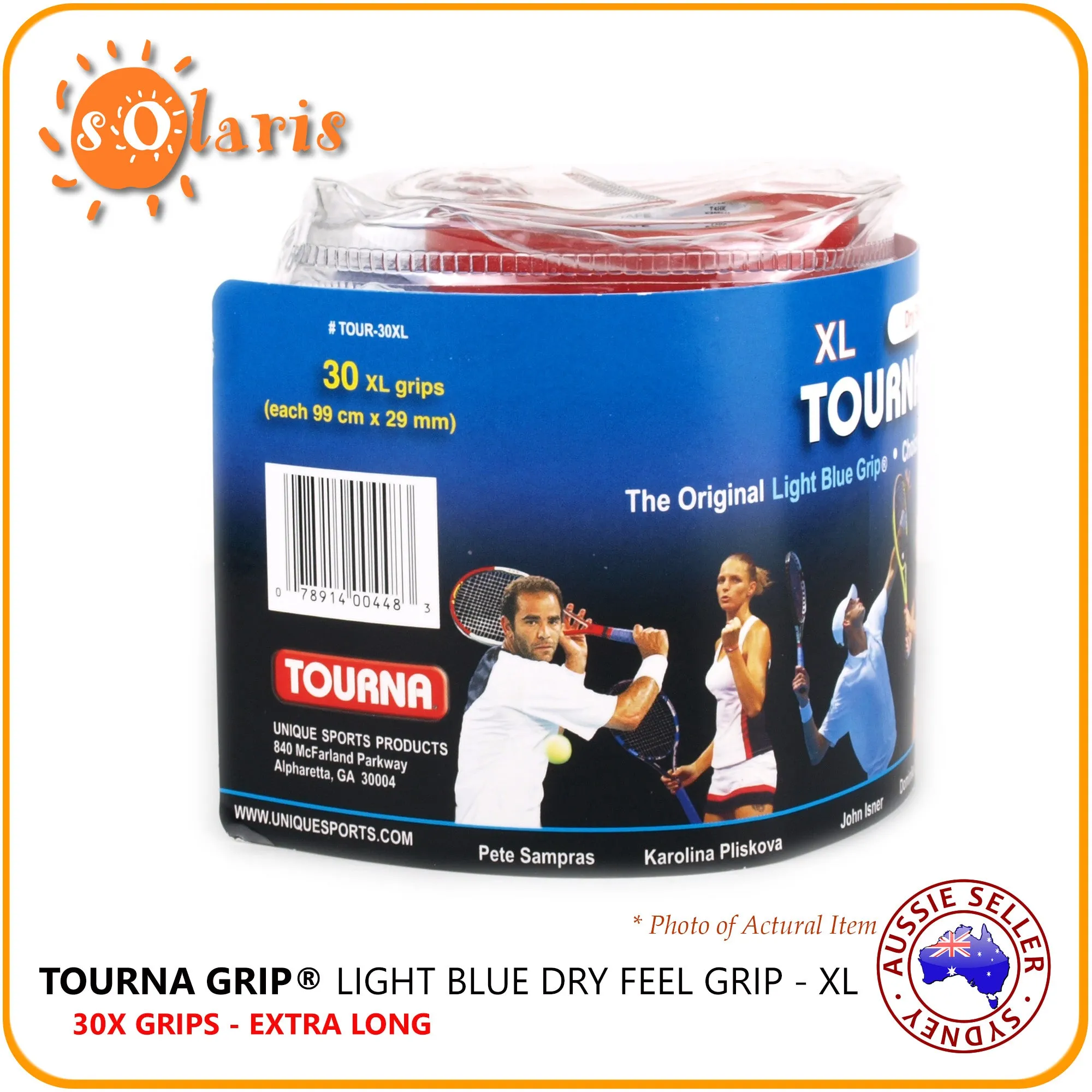 30x TOURNA Grips XL in Travel Pouch Extra Large Size Dry-Feel Tennis Racquet Overgrips