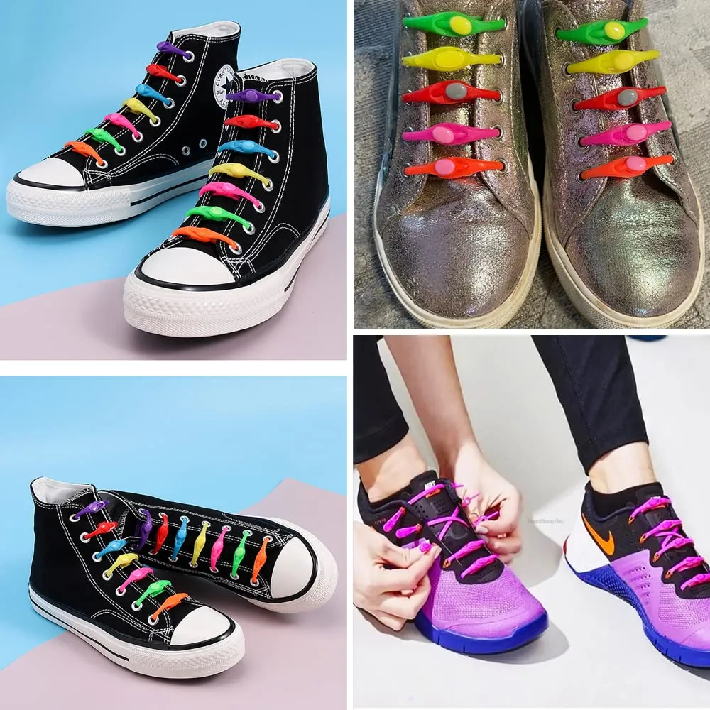 36 Pcs No Tie Shoelaces for Kids and Adults Lazy Elastic Shoelaces Tie Free Elastic Laces Multicolor for Sneaker Boots Board Shoes and Casual Shoes, 12cm