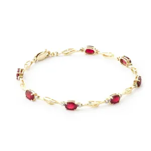 4.21 Carat 14K Solid Yellow Gold Tennis Bracelet Ruby Diamond