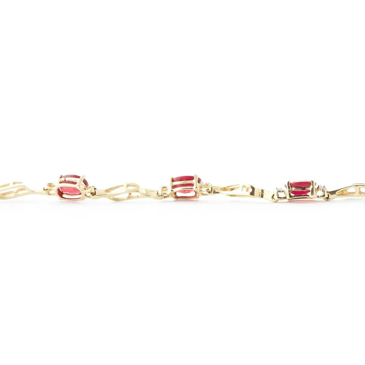 4.21 Carat 14K Solid Yellow Gold Tennis Bracelet Ruby Diamond