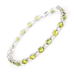 5.5 Carat 14K Solid White Gold Tennis Bracelet Peridot