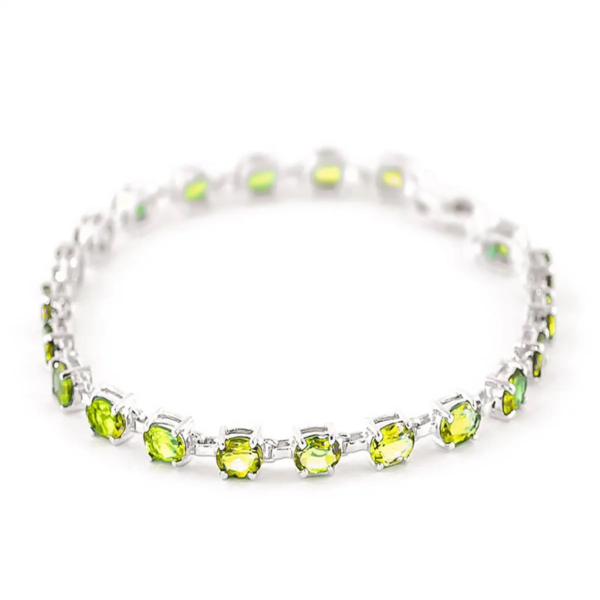 5.5 Carat 14K Solid White Gold Tennis Bracelet Peridot