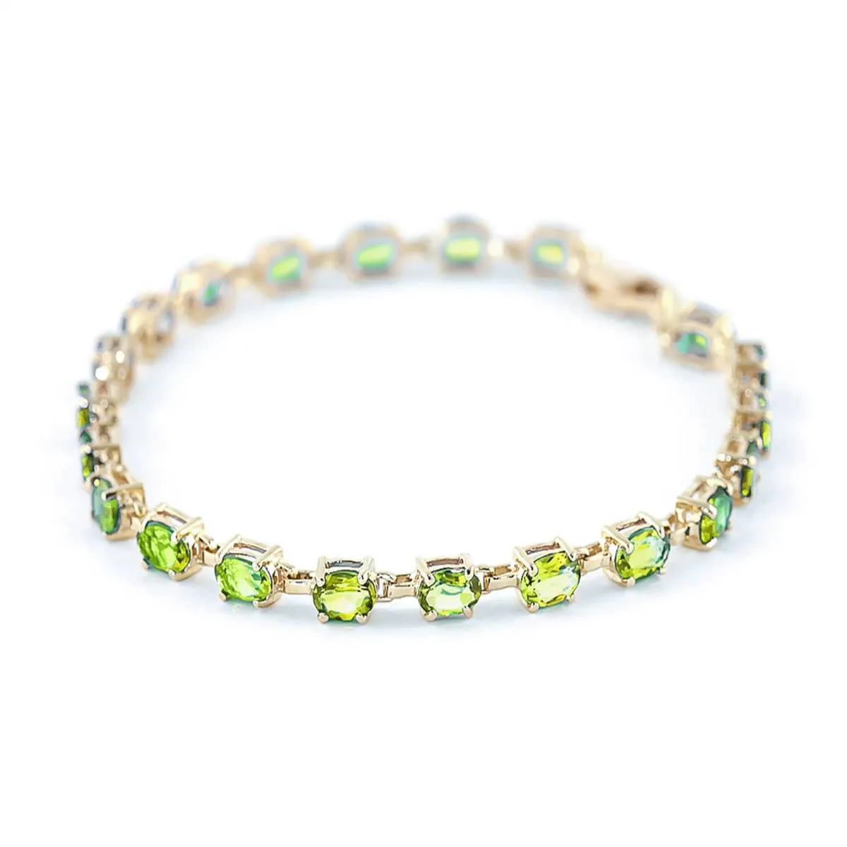 5.5 Carat 14K Solid Yellow Gold Tennis Bracelet Peridot