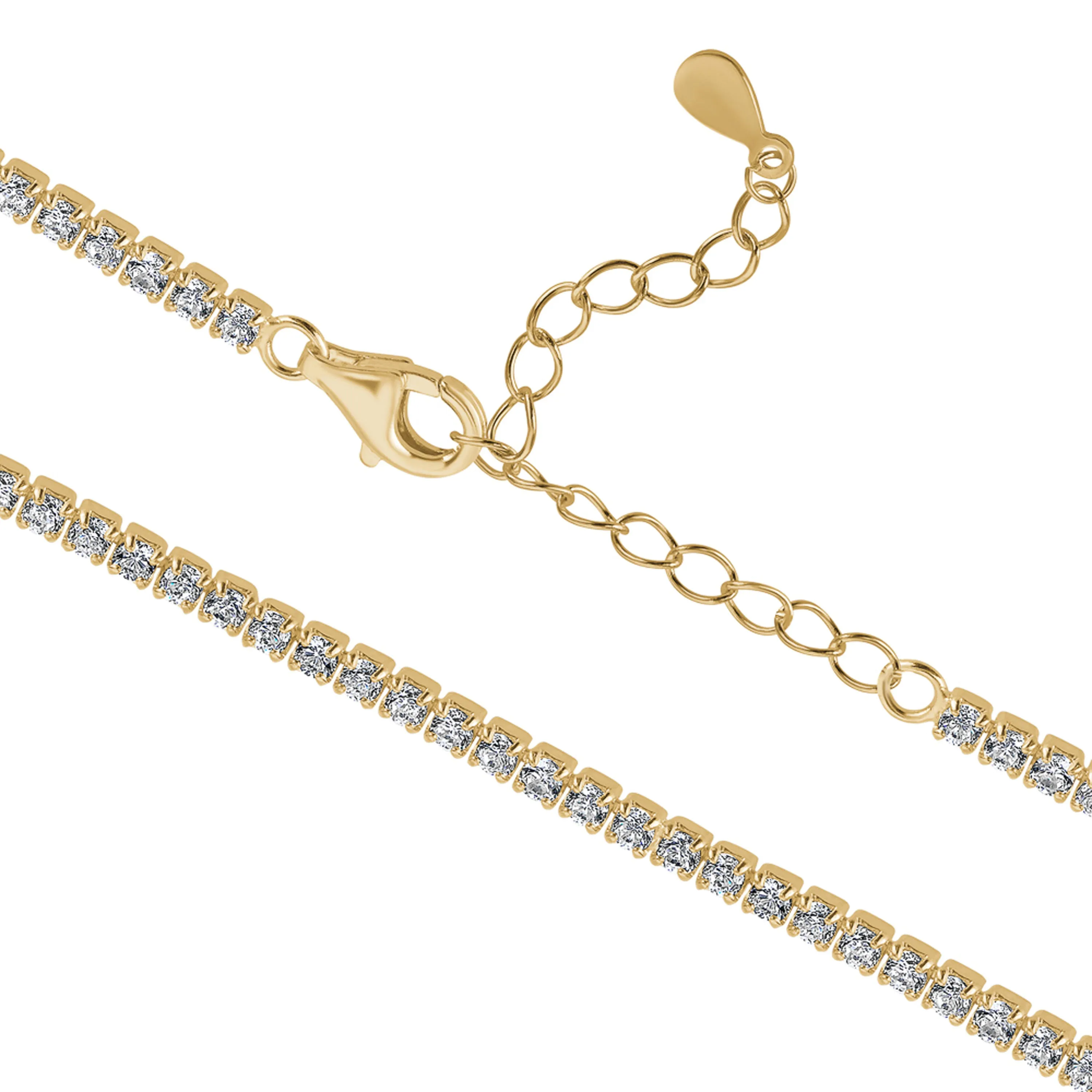 5A Cubic Zirconia Tennis Necklace and 7mm Stud Earrings Set (18K Gold)