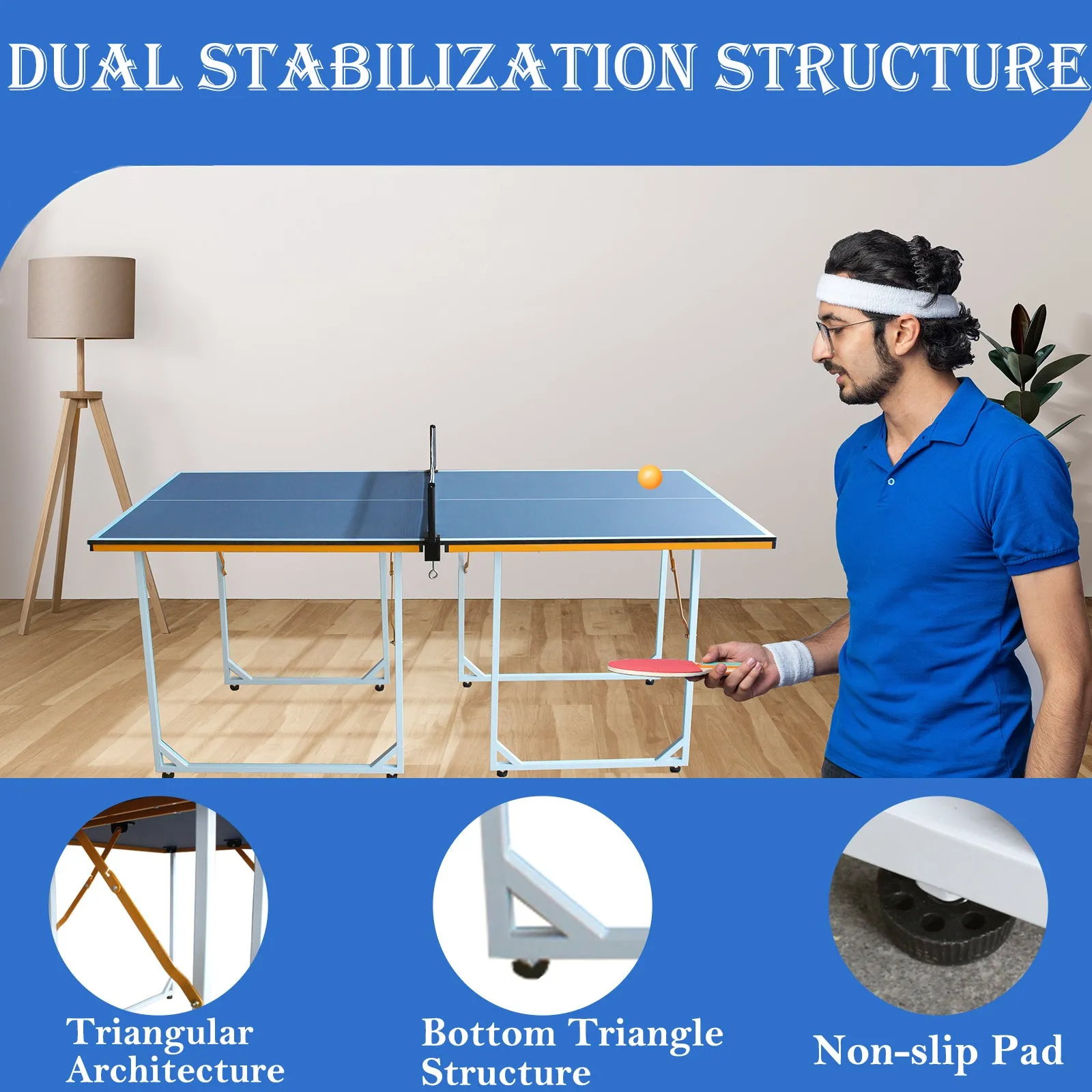 6ft Mid-Size Foldable Table Tennis Table