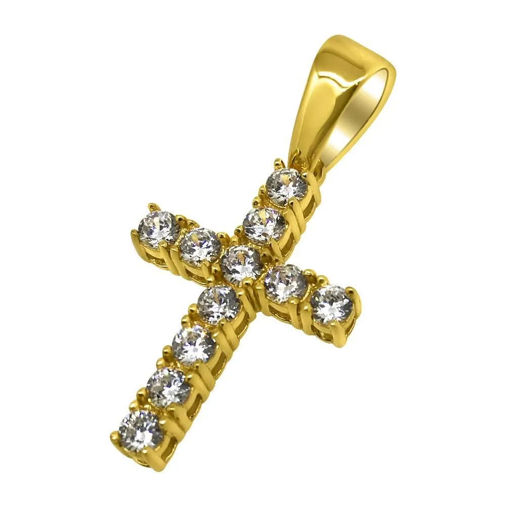 .925 Sterling Silver 3MM CZ Tennis Cross