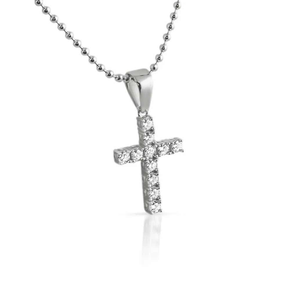 .925 Sterling Silver 3MM CZ Tennis Cross