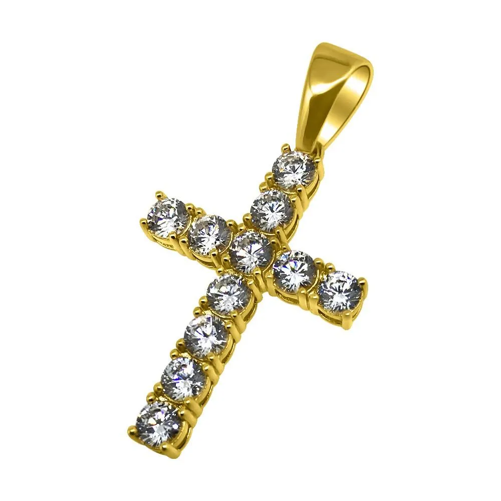 .925 Sterling Silver 4MM CZ Tennis Cross