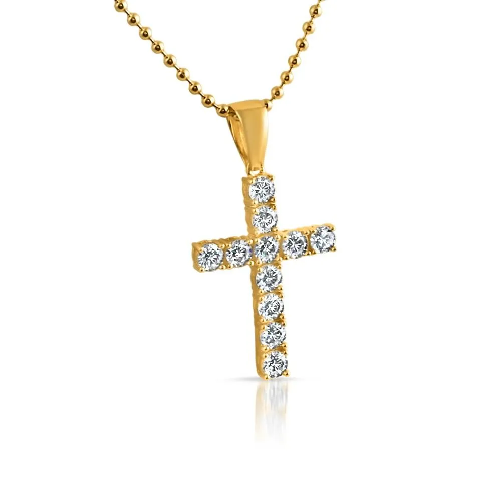 .925 Sterling Silver 4MM CZ Tennis Cross