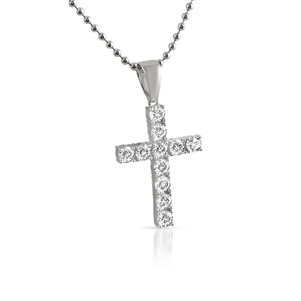 .925 Sterling Silver 4MM CZ Tennis Cross