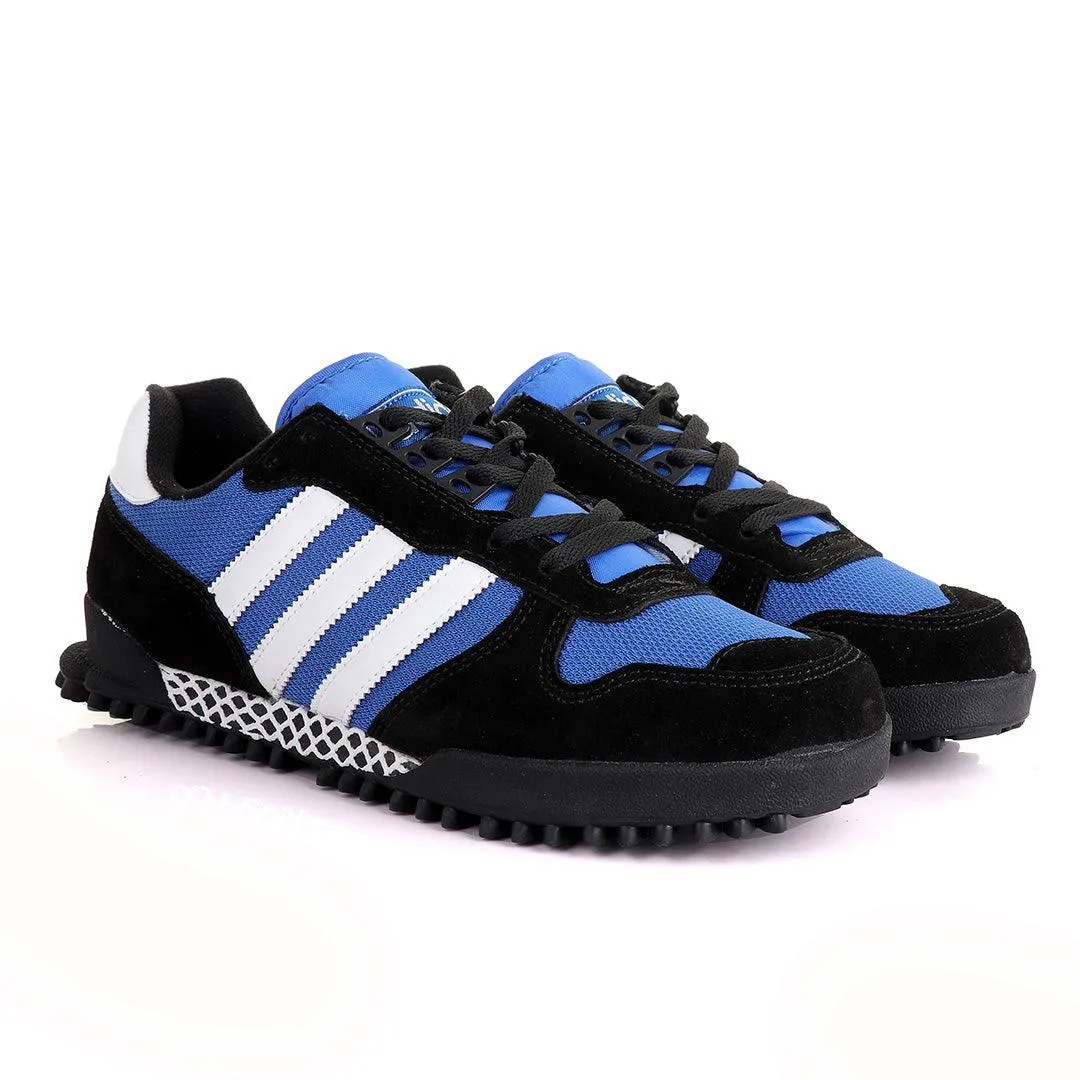 Ad Simplified Fabric Black And Royal Blue Sneakers