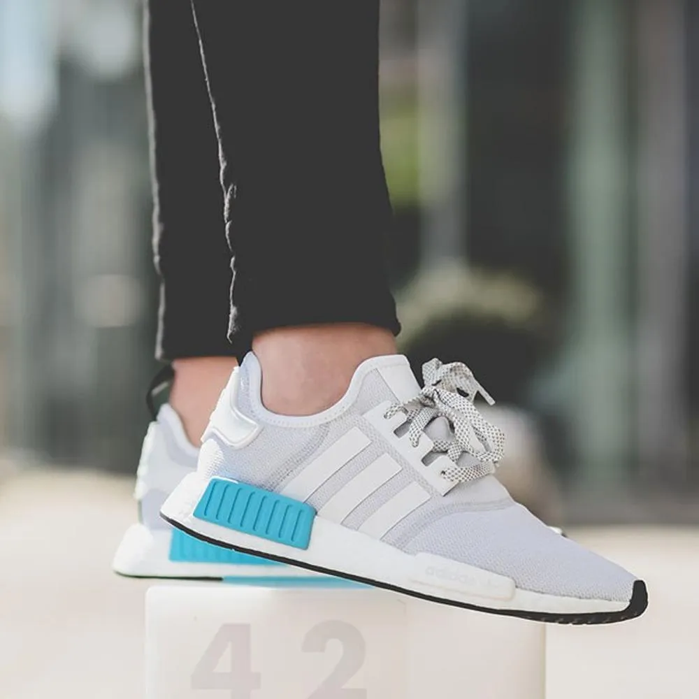 Adidas NMD_R1 Kids White-Bright Cyan