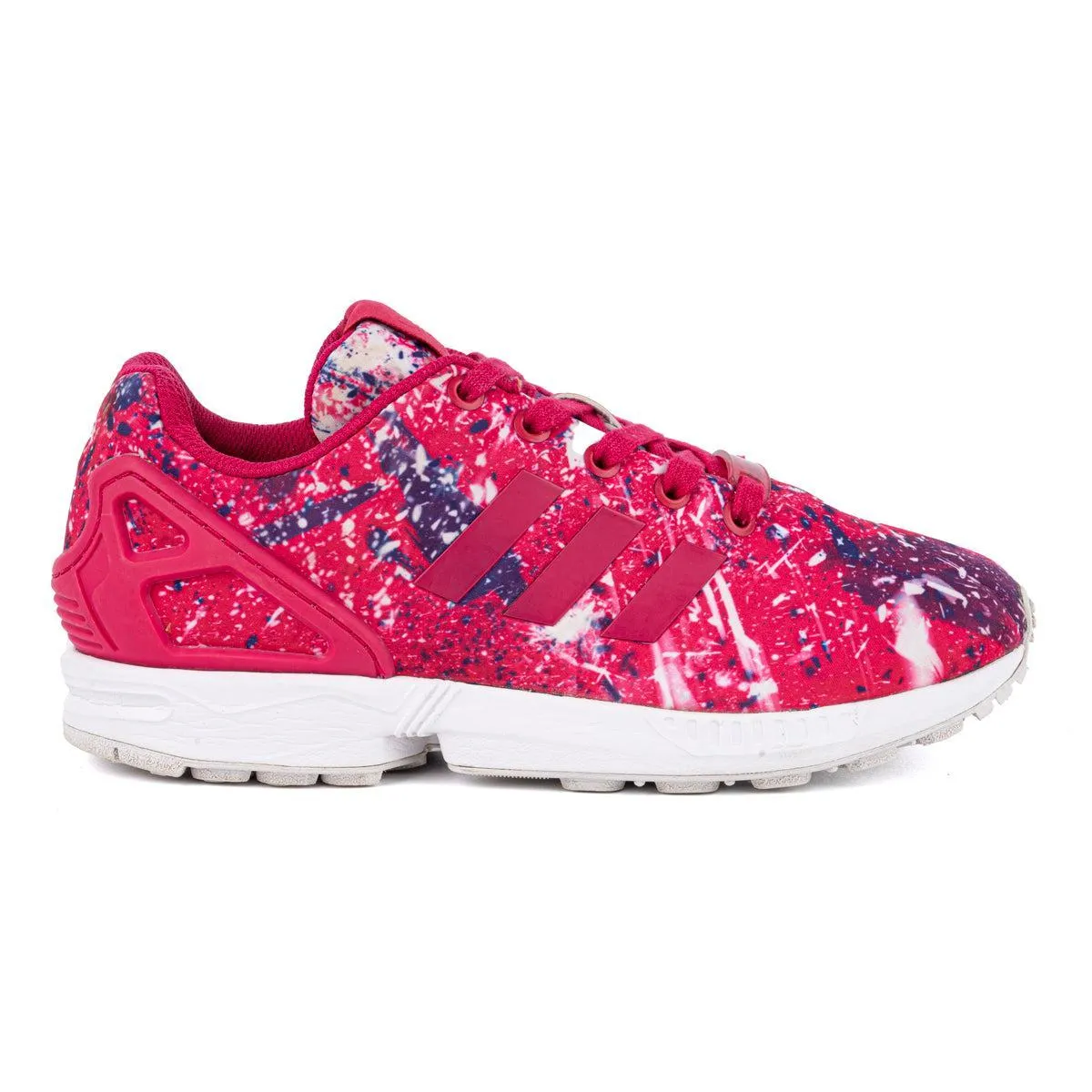 Adidas Zx Flux J Paint Splatter Low-Top Sneakers Fabric Pink Colour For Women