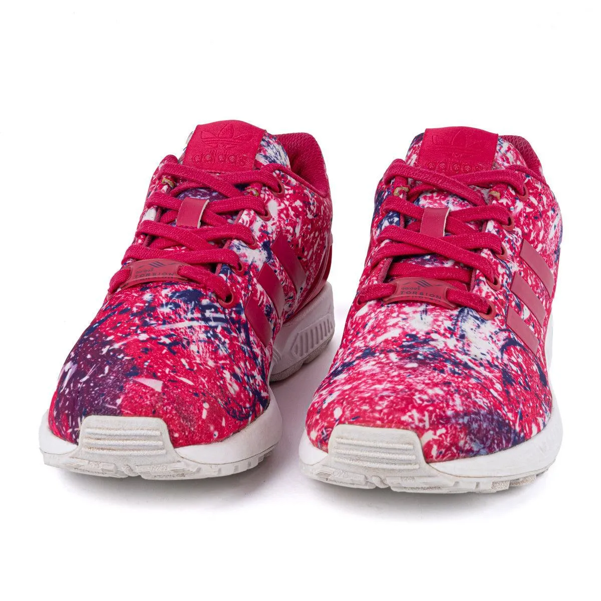 Adidas Zx Flux J Paint Splatter Low-Top Sneakers Fabric Pink Colour For Women