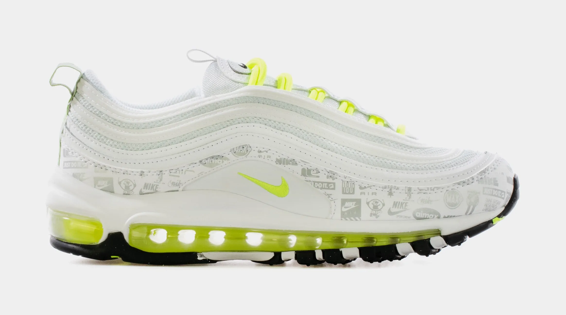 Air Max 97 Grade School Lifestyle Shoe (White/Volt Green) Free Shipping