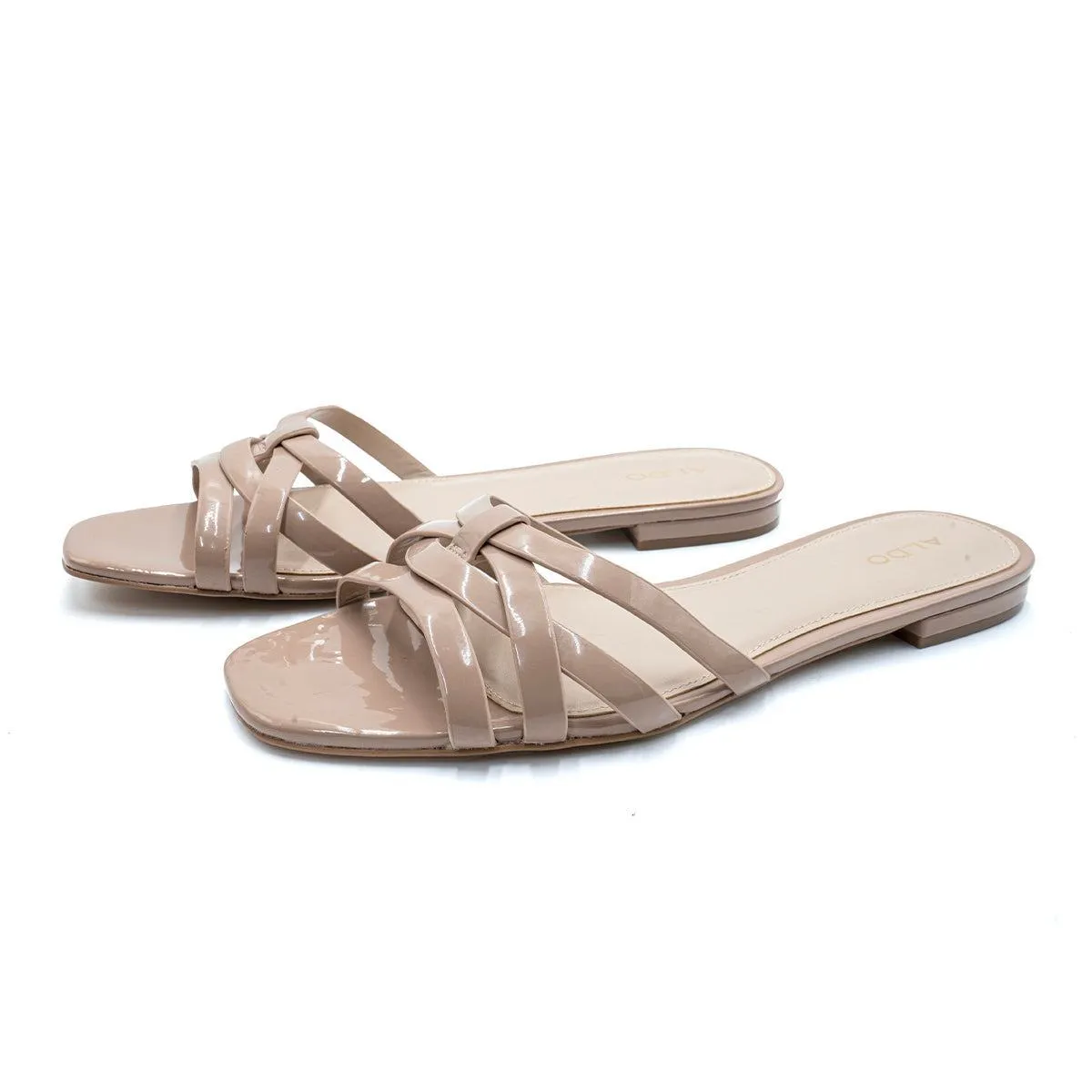 Aldo Astirassa Flat Sandals Leather Beige Colour For Women