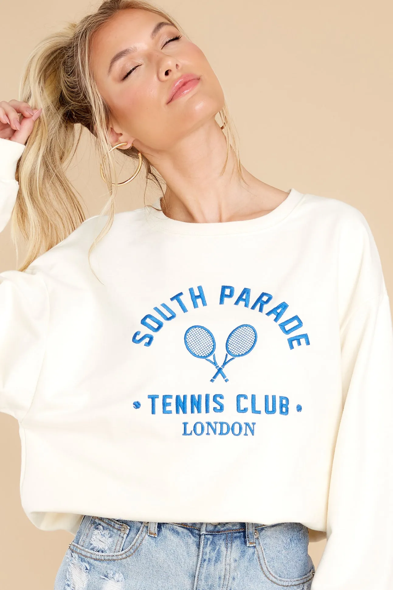 Alexa Tennis Club Off White Oversized Sweatshirt