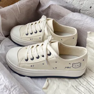 Amozae-Graduation Gift Big Sale  Korean Platform Kawaii Canvas Women Sneakers 2024 Spring Casual Canvas White Shoes Vulcanize Anime Running Tennis Rubber