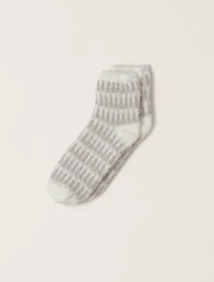 Barefoot Dreams Tennis Socks - Geo Stripe Pearl/Multi