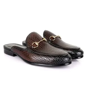 Billionaire Chain Mole Coffee Leather Half Shoe