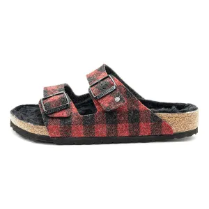 Birkenstock Arizona Rivet Plaid Casual Sandals Fabric Red Colour For Men