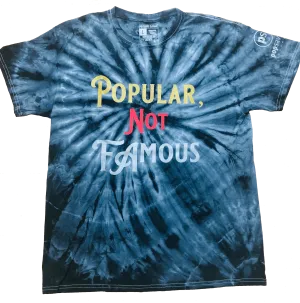 Black Tie-Dye Short Sleeve Crewneck T-Shirt w/ “Popular Not Famous” Graphic Design