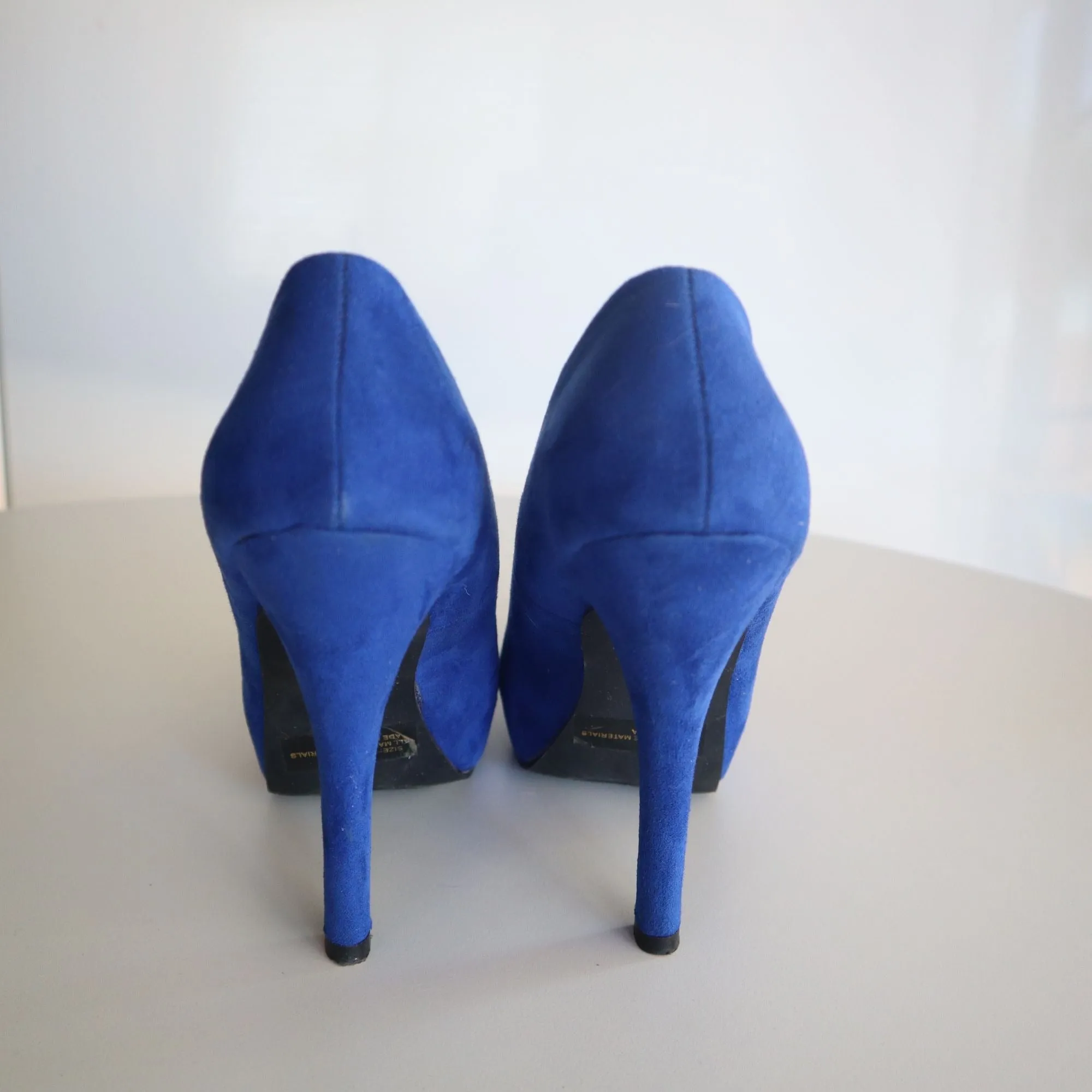 Blue Suede Closed Toe High Heels By Qupid Size 7