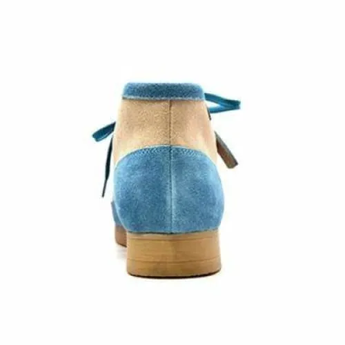 British Walkers New Castle Wallabee Boots Men's Blue and Beige Suede