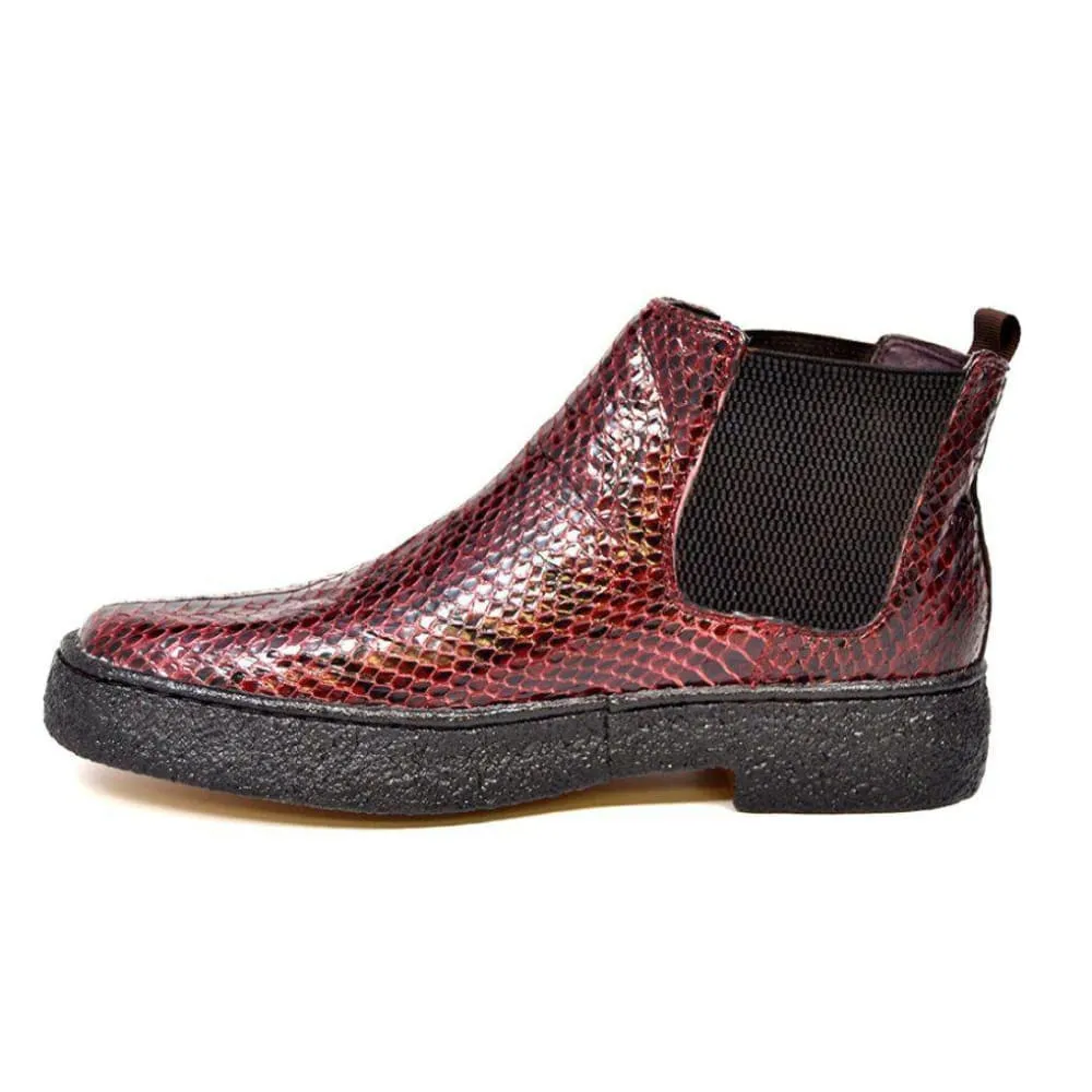 British Walkers Soho Limited Edition Men's Burgundy Snake Skin Leather Boots