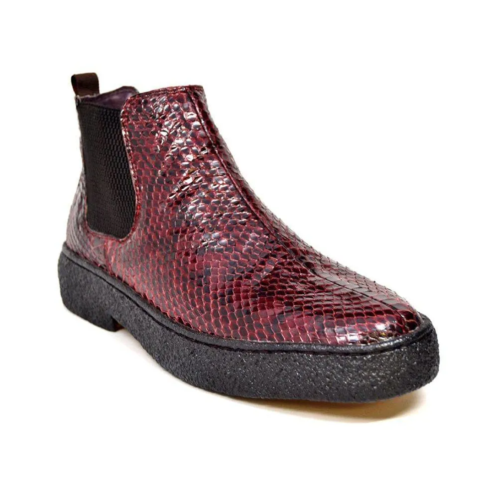 British Walkers Soho Limited Edition Men's Burgundy Snake Skin Leather Boots