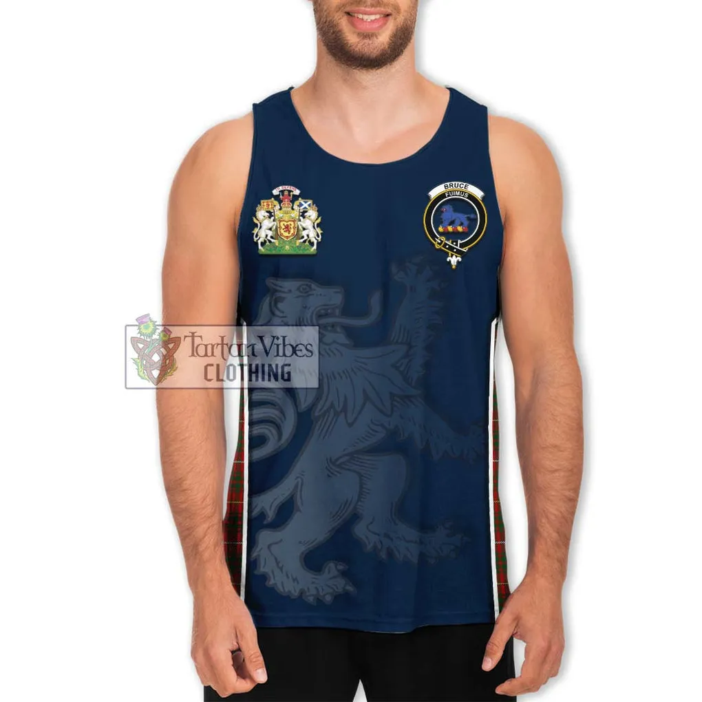 Bruce Tartan Men's Tank Top with Family Crest and Lion Rampant Vibes Sport Style