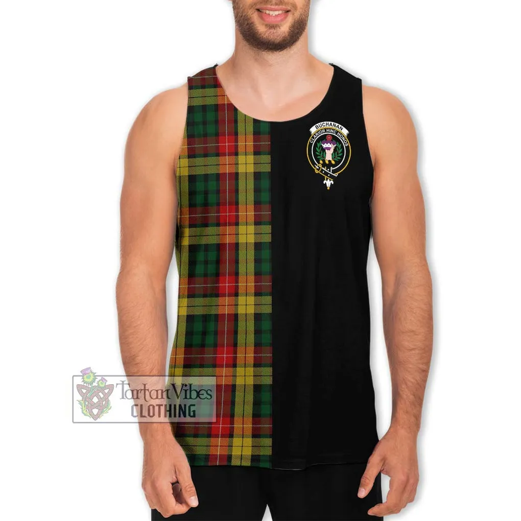 Buchanan Tartan Men's Tank Top with Family Crest and Half Of Me Style