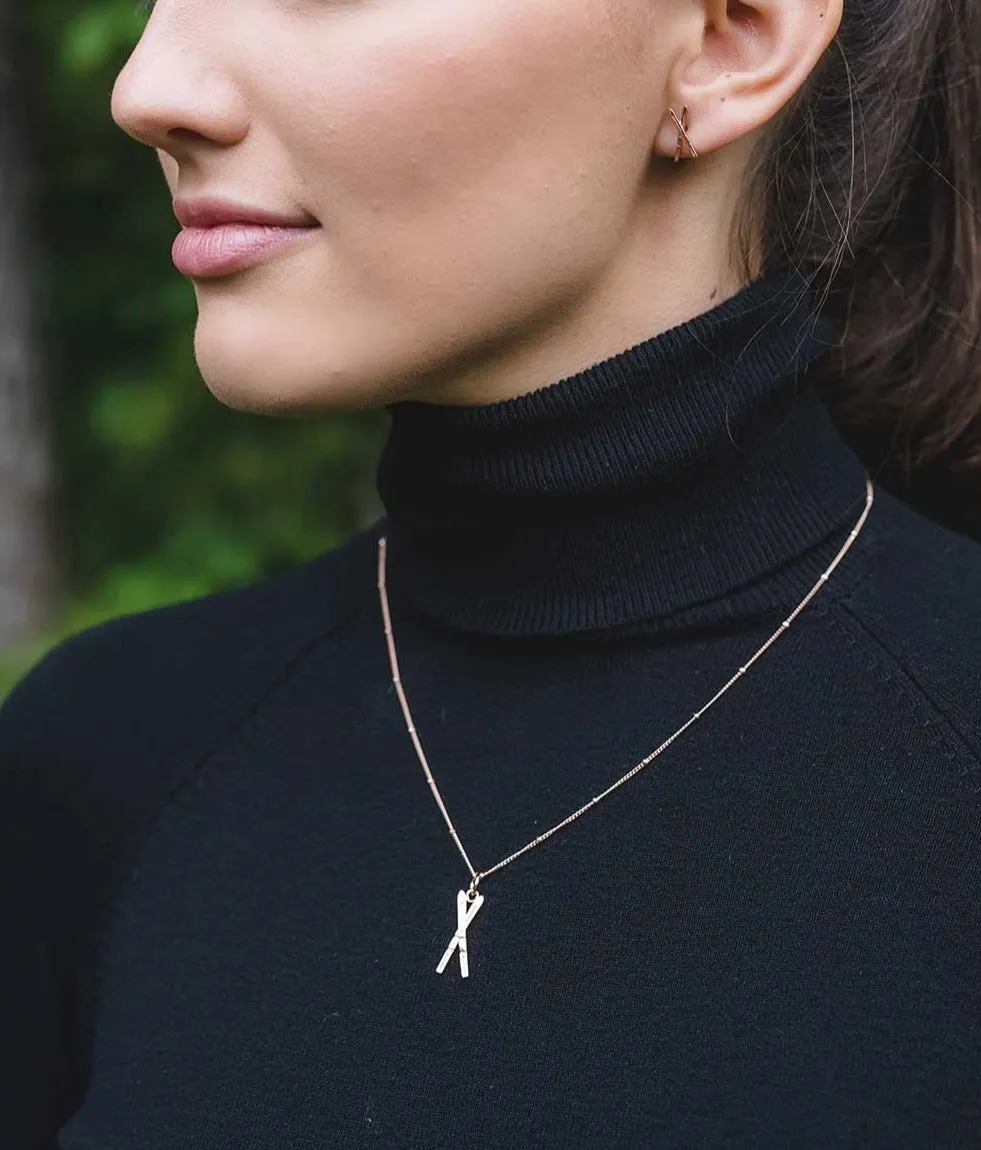 CC Sport Rose Gold Ski Charm Necklace