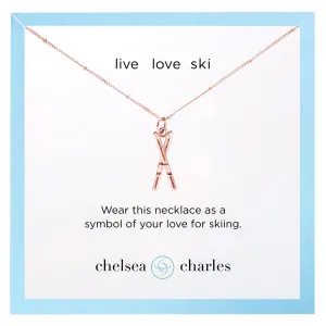 CC Sport Rose Gold Ski Charm Necklace