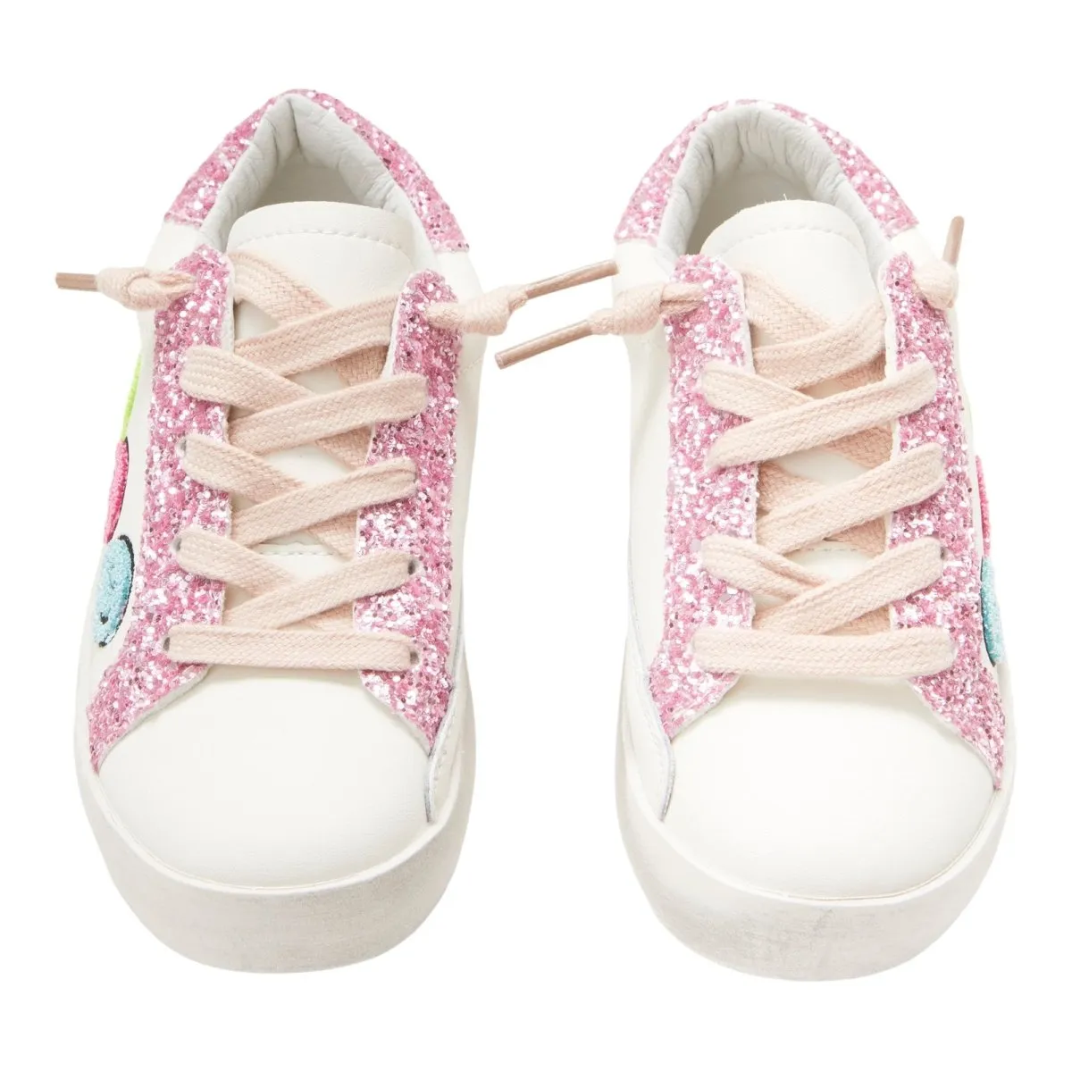 CHARLOTTE SMILEY FACE FUZZY PATCH SNEAKERS