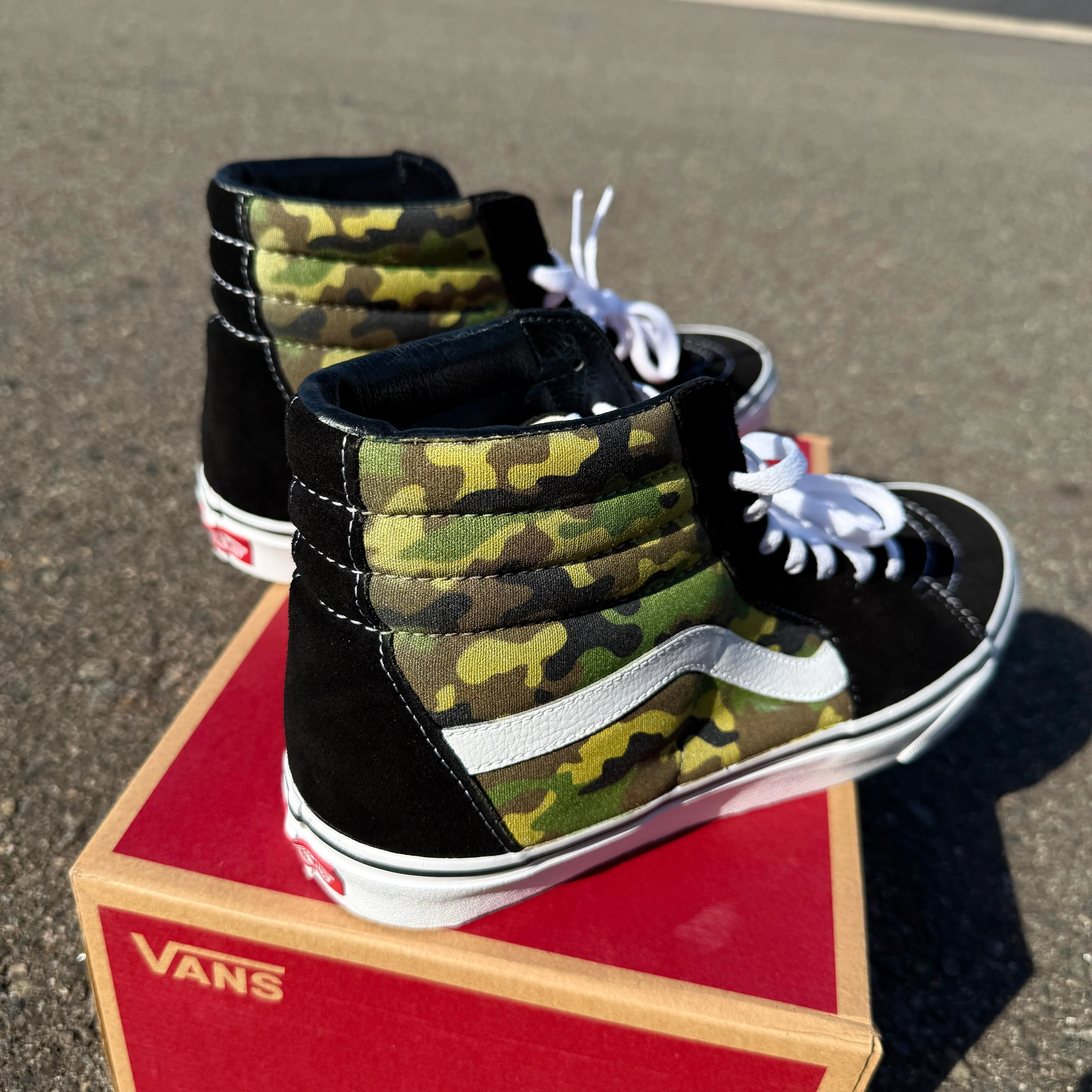 Classic OG Camo Green Camouflage Custom Sk8 Hi Vans - Custom Vans Shoes