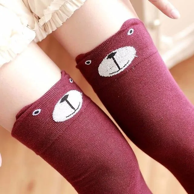 Cotton Animal Thigh Highs