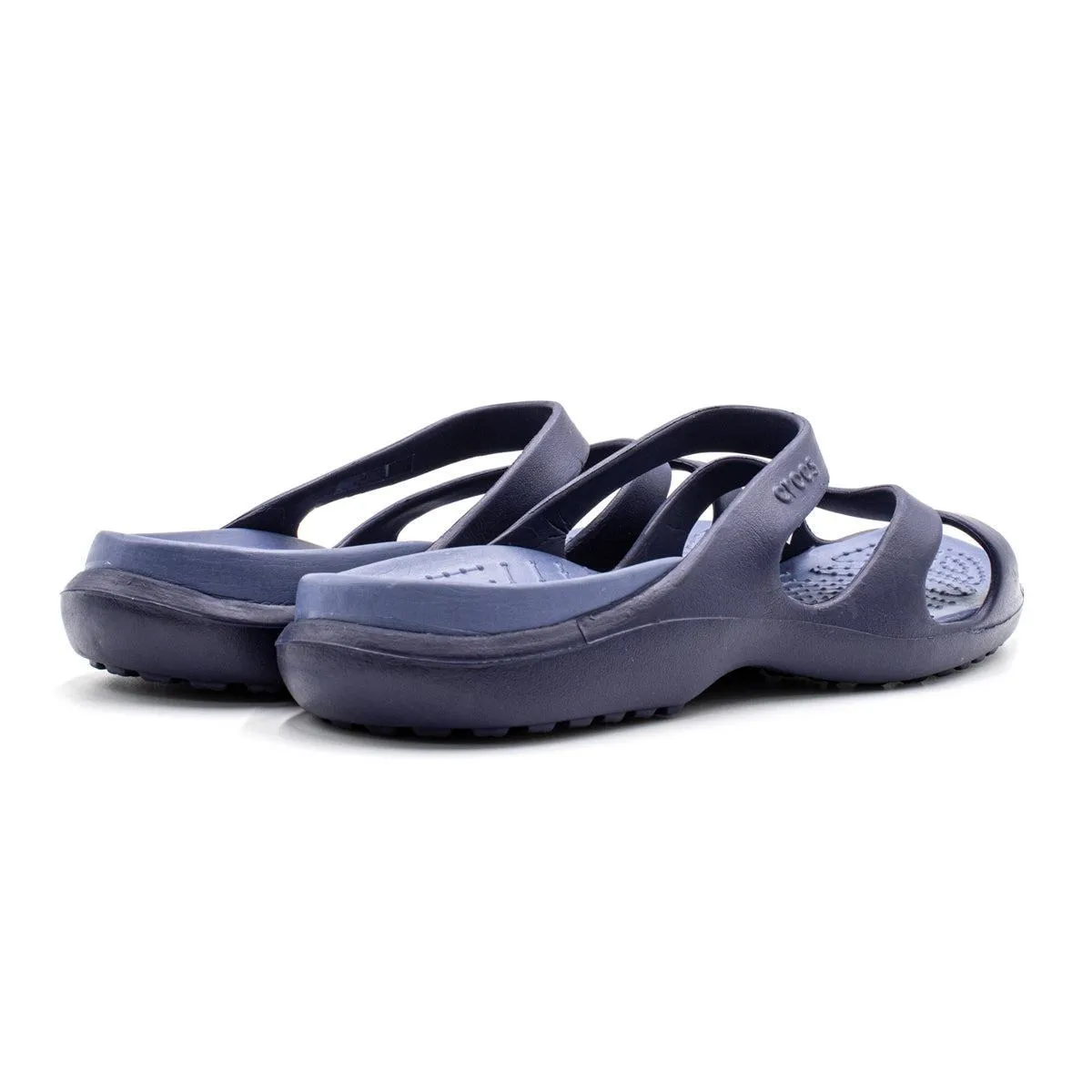 Crocs Meleen Strap Flat Sandals Rubber Blue Colour For Women