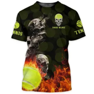 Custom Skull Tennis Tshirt, 3D All Over Print Tennis Shirt, Tennis Team Club Uniform, Tennis Player Gift