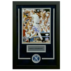 Daryll Strawberry Hand Signed & Framed New York Yankees 8x10 Photo (JSA)