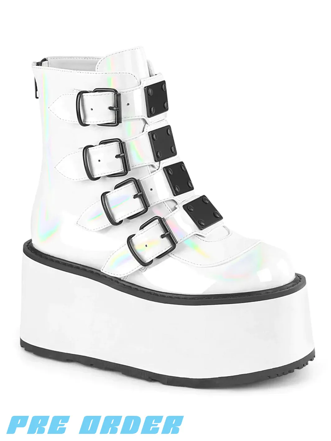 DEMONIA DAMNED-105 - WHITE HOLO PATENT ✰ PRE ORDER ✰